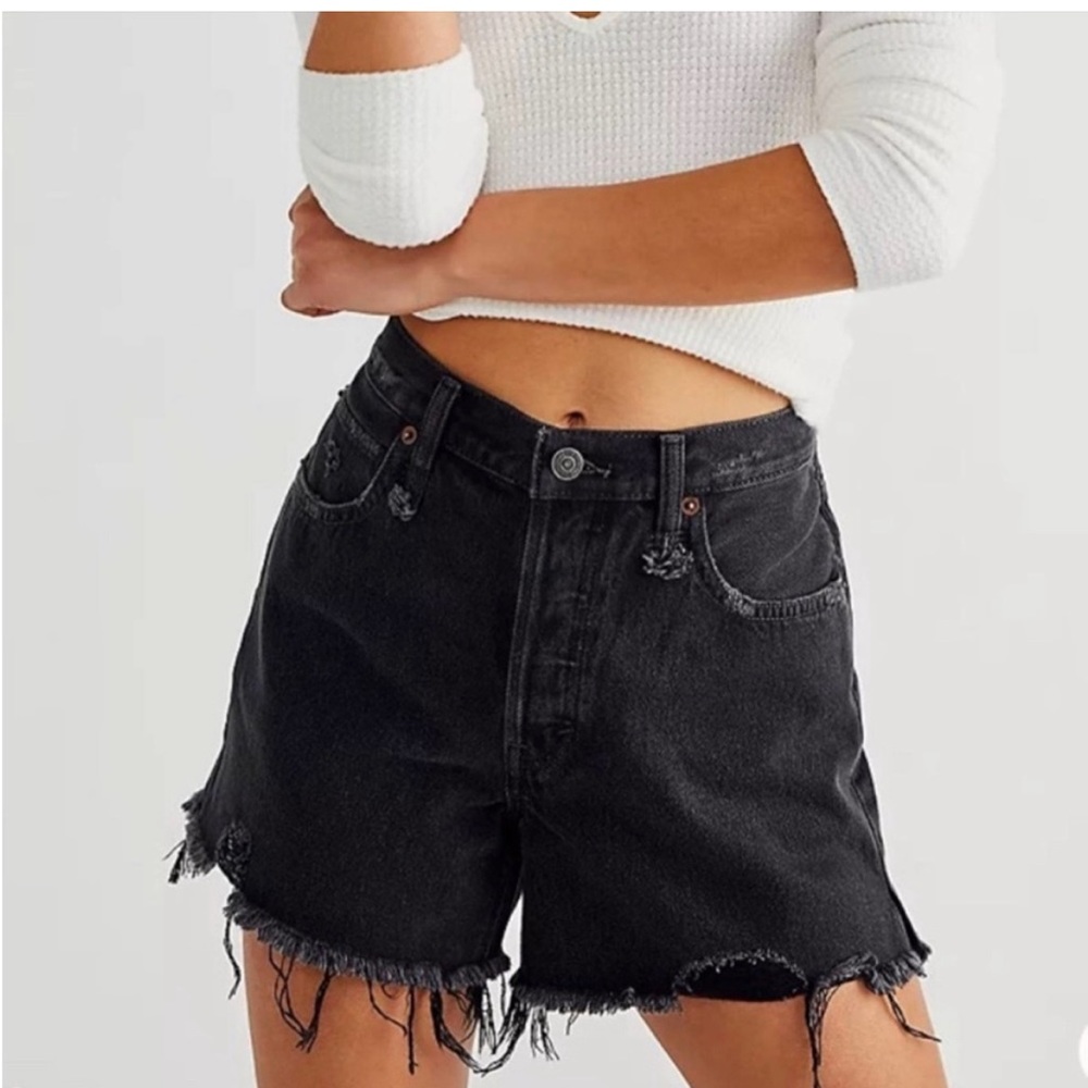 NWT WE THE FREE PEOPLE Makai Cut Off Jean Shorts Black